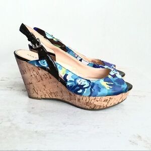 Marc Fisher Floral Peep Toe Wedge Shoes 8M